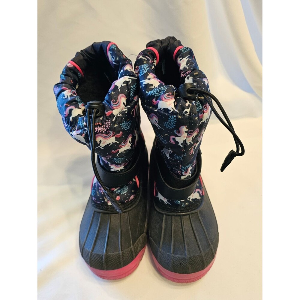 Girls' Unicorn Print Snow Boots - Black & Pink